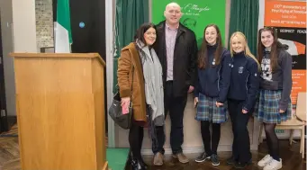  ??  ?? Honorary Board Member John Hayes with school representa­tives at the opening of the exhibition