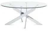  ??  ?? Ibiza chrome and tempered glass table, $299. Structube.com