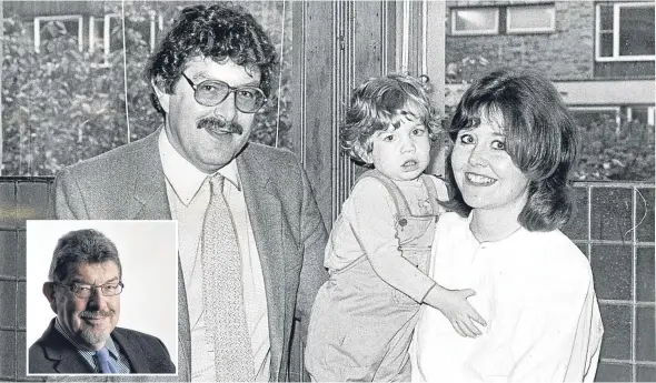  ??  ?? Professor Michael Rennie, who spent 20 years in Dundee as a professor of physiology, inset. Main, pictured with his wife Anne and baby Andrew in 1983.