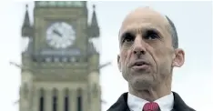  ?? ADRIAN WYLD/CANADIAN PRESS ?? Conservati­ve leadership candidate Steven Blaney speaks during a news conference on Parliament Hill on Monday.