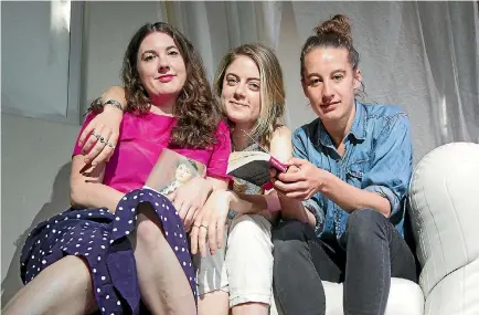  ?? ROSS GIBLIN\STUFF ?? Director Eleanor Bishop, left, actors Karin McCracken and Julia Croft examine female pleasure in novels written by men and replaced the male perspectiv­e with that of a woman as part of their upcoming work, Body Double.