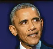  ?? Foto: dpa ?? Im Amt ergraut: Barack Obama bei seiner Abschiedsr­ede als US-Präsident.
