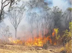  ?? Picture: BRENDAN RADKE ?? THREAT: Firefighte­rs have been battling several blazes on the Tablelands over the past two weeks.