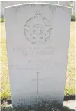  ??  ?? Above, Flight Sgt. Thomas Lloyd Joseph Norrie's grave marker at Canadian War Cemetery, Uden, The Netherland­s.