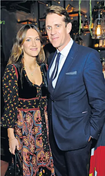  ?? ?? Quintessen­tially co-founder Ben Elliot and his wife, Mary-clare Winwood, attend the launch of the Treehouse Hotel in London