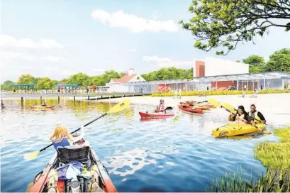  ?? FIELD OPERATIONS ?? A rendering shows an expanded boathouse and new piers that are part of a plan to improve the Middle Branch.