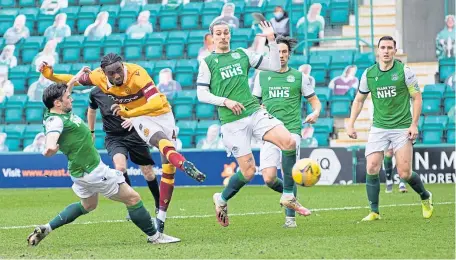  ??  ?? Devante Cole scores to put Motherwell 2-0 up