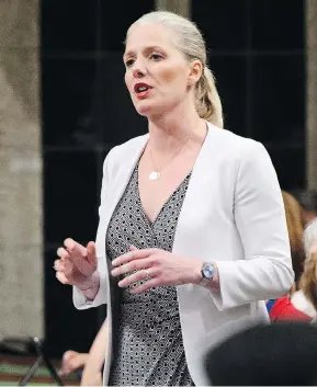  ?? SEAN KILPATRICK / THE CANADIAN PRESS ?? Environmen­t Minister Catherine McKenna, pictured Thursday in the House, said Canadians can do more to reduce the amount of single-use plastics in their lives.