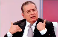  ?? AFP ?? Ramon Fonseca, one of the founders of Panama’s mossack Fonseca law firm, gestures during a tV interview in Panama City.—