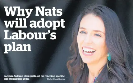  ?? Photo / Doug Sherring ?? Jacinda Ardern’s plan spells out far-reaching, specific and measurable goals.