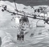  ?? PHOTO: THE MOUNT COOK GROUP ?? Coronet Peak’s tripleseat Pomagalski chairlift was the only one of its type in the southern hemisphere in the late 1960s.