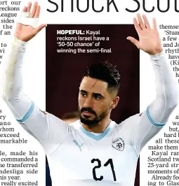  ??  ?? HOPEFUL: Kayal reckons Israel have a ‘50-50 chance’ of winning the semi-final