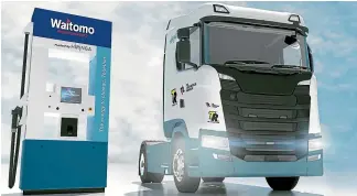  ??  ?? Freight company TIL Logistics is trialling hydrogen trucks with fuel retailer Waitomo supplying the fuel, as part of a plan to help the trucking industry switch to new fuels, led by clean-tech firm Hiringa Energy.