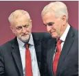  ??  ?? Have you seen what they’ve spray-painted on your car? Corbyn and Mcdonnell confer