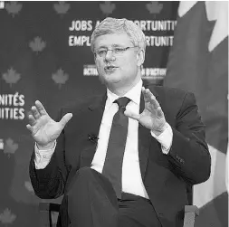  ?? Da rren Calabrese / The Cana dian Press ?? Prime Minister Stephen Harper said Thursday the government is on track to return to a budget surplus.