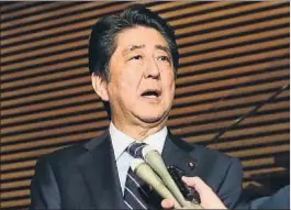  ?? JIJI PRESS / AFP ?? El primer ministro japonés, Shinzo Abe, ayer en Tokio