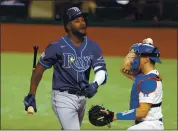  ?? RONALD MARTINEZ — GETTY IMAGES ?? Tampa Bay rookie Randy Arozarena, shown after striking out in Game 1, has seven home runs this postseason.