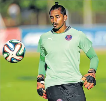  ?? Picture: GALLO IMAGES ?? GOAL INTACT: Sherwyn Naicker has kept three clean sheets for promoted Jomo Cosmos