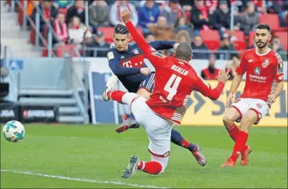  ??  ?? GOLAZO. James marcó el pasado sábado ante el Mainz un magnífico tanto de volea