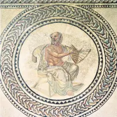  ??  ?? The ancient philosophe­r Anaximande­r holds a sundial in a third-century AD mosaic