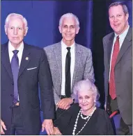  ?? [CAPEHART] ?? Ellis J. and Nancy Parker (left and seated), Steven Caras (center), and 2023 Randolph A. Frank Prize winner, Ken Taylor.