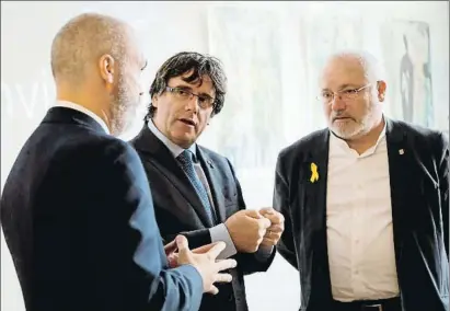  ?? JOSÉ VILLALGORD­O / EFE ?? Carles Puigdemont va fer ahir una conferènci­a a la PXL University College de Hasselt (Flandes)