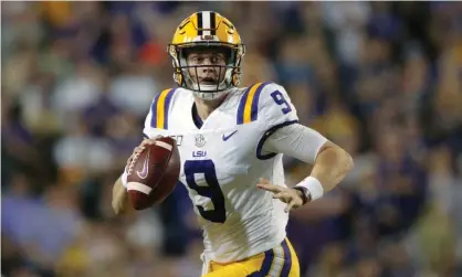  ??  ?? Joe Burrow is all but certain to be the No1 pick in this week’s NFL draft. Photograph: Gerald Herbert/AP