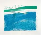  ?? ?? Lithograph­ic Water Made of Lines, Crayon, and Two Blue Washes, 1978-1980. Photograph: David Hockney/Jordan D Schnitzer and his family foundation