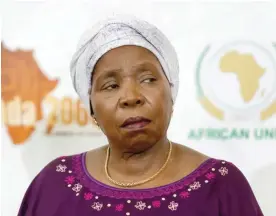  ?? — AFP ?? DURBAN: This file photo shows Chairperso­n of the African Union (AU) Nkosazana DlaminiZum­a addressing the State of the Continent Media Briefing for the last time as the Chair of the AU Commission to conclude her four-year tenure, in Durban, South Africa.