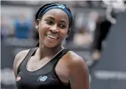  ??  ?? Cori Gauff of the United States reacts during the Upper Austria Ladies final against Jelena Ostapenko of Latvia in Linz yesterday. The 15year-old won 6-3, 1-6, 6-2. — AFP