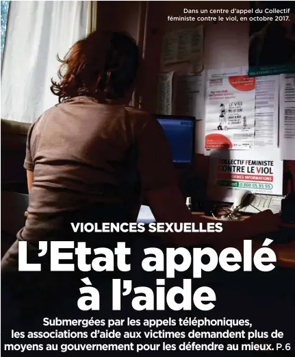  ??  ?? Dans un centre d’appel du Collectif féministe contre le viol, en octobre 2017.