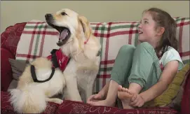  ??  ?? Anna Gill with her autism assistance dog, Dougal.