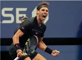  ?? ROBERT DEUTSCH/USA TODAY SPORTS ?? Rafael Nadal celebrates after beating Juan Martin del Potro in the semifinals of the U.S. Open on Friday is Ashe Stadium at the USTA Billie Jean King National Tennis Center in New York.