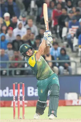  ?? Picture: Gallo Images ?? BIG-HITTER. Christiaan Jonker was a shining light as the Proteas lost the third T20 to India at Newlands on Saturday.