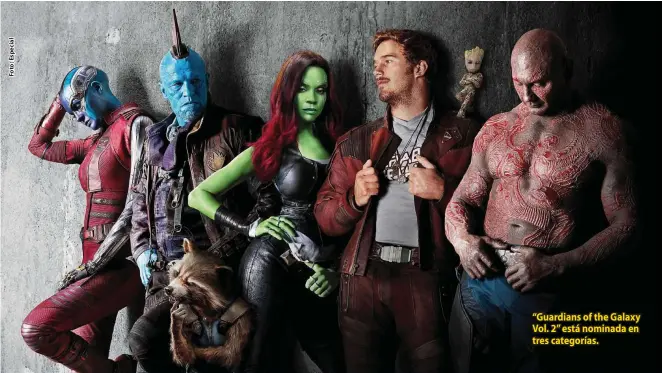  ??  ?? “Guardians of the Galaxy Vol. 2” está nominada en tres categorías.