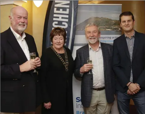  ??  ?? Enjoying the Bray and District Soroptomis­ts Presidents Lunch at the Glenview Hotel were (from left) Michael Murphy, President Annie Verwijis, Bernard Iremonger and Jeffrey Behan of Bouys Kitchen who sponsored the reception.