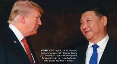  ??  ?? CONFLICTO. A pesar de los intentos, las negociacio­nes entre Donald Trump y Xi Jinping no llegaron a buen puerto. La guerra comercial es un hecho que está afectando a todo el mundo.