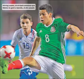  ??  ?? Hirving Lozano, en el duelo amistoso que México le ganó a Islandia, el año pasado