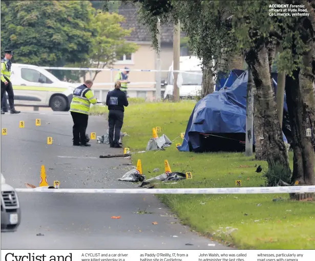  ??  ?? ACCIDENT Forensic officers at Hyde Road, Co Limerick, yesterday