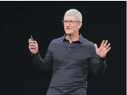  ?? AP PHOTO/JEFF CHIU ?? Apple CEO Tim Cook speaks at the Apple Worldwide Developers Conference in San Jose, Calif., in June.