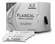  ??  ?? Flaxical 3 in 1 is a supplement using three patented whole food ingredient for joints, bones and inflammati­on.