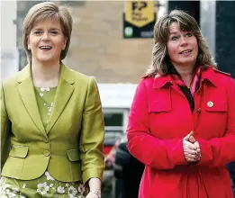  ??  ?? Better days: Nicola Sturgeon and Mrs Thomson in April 2015