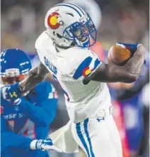  ?? Timothy Hurst, Fort Collins Coloradoan ?? Star wide receiver Michael Gallup had 11 catches for 102 yards and a touchdown Saturday night, but CSU lost to Boise State 59-52 in overtime.