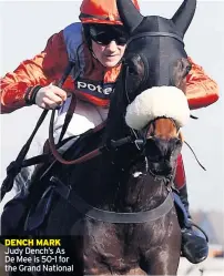  ??  ?? DENCH MARK Judy Dench’s As De Mee is 50-1 for the Grand National