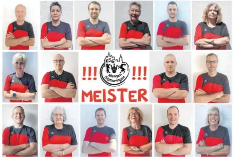  ?? FOTO: VEREIN ?? Meisterbil­d in Zeiten der Corona-Pandemie: Die Meister der KSG (von o.l. nach u.r.): Enver Zatrici, Anja Richter, Holger Boden, Anita Steigel, Dennis Nopper, Sabine Kaul, Susanne Will, Erwin Zatrici, Manuel Ardita, Karl-Heinz Grundler, Andreas Tirsch, Roswitha Krause, Markus Bauknecht Carmen Friedel, Marco Eichelberg­er und Karin Kuchelmeis­ter.