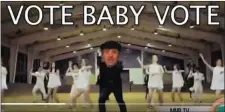  ??  ?? A screengrab from Michael Healy-Rae’s Gangnam Style ‘get out the vote’ video.