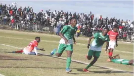  ?? ?? Whawha double scorer Albert Matewu celebrates his first goal