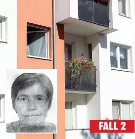  ??  ?? FALL 2
Tatort Neunkirche­n ( NÖ): Die 70- jährige Frieda L. ( kl. Bild) dürfte ihren Mörder selbst in die Wohnung gelassen haben.