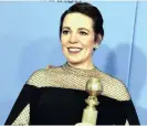  ??  ?? Olivia Colman is a hot contender for the upcoming BAFTAs. She won Best Actress in a Musical or Comedy Motion Picture at this year’s Golden Globe awards.