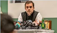  ??  ?? Rahul Gandhi at a Press conference in Dubai on Saturday.